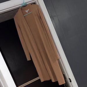 Tan Open Front Cardigan